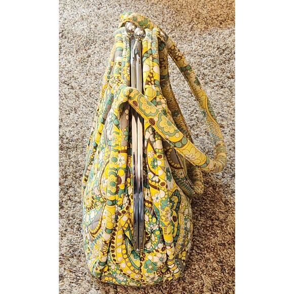 Vera Bradley Eloise Lemon Parfait Kiss Lock Shoulder Hand Bag Quilted Used Good - Picture 2 of 8